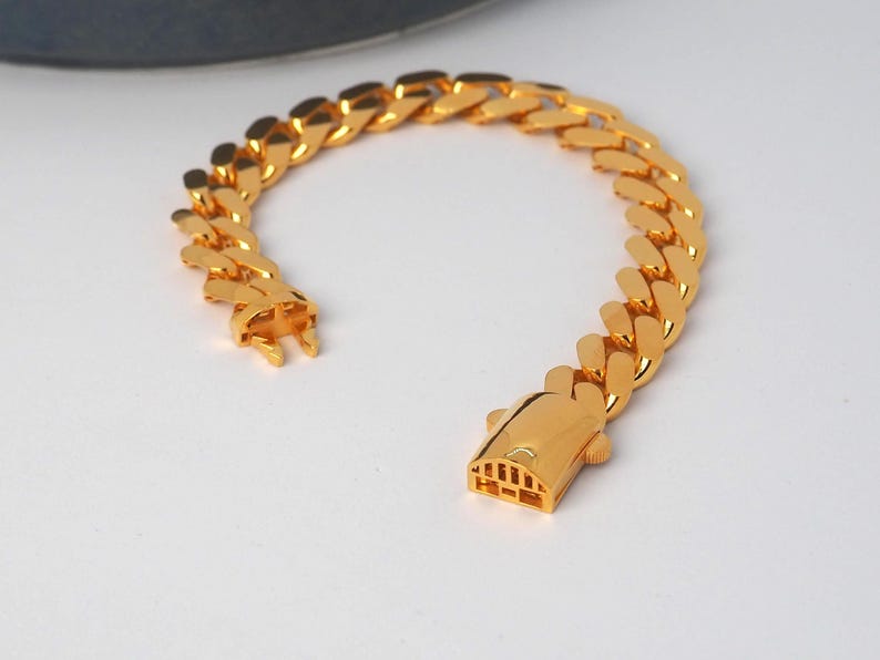 22k Gold Curb Cuban Link, 22k Curb Cuban Link, 11 MM Width 22k Gold Curb Bracelet, Gift for Him, 22k Gold Jewelry, Gift for Her, 22k Jewelry image 4