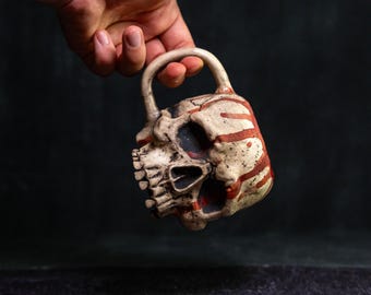 Handmade Bloody Skull Mug – Skeleton Christmas, Gothic Horror Ceramic Coffee Mug