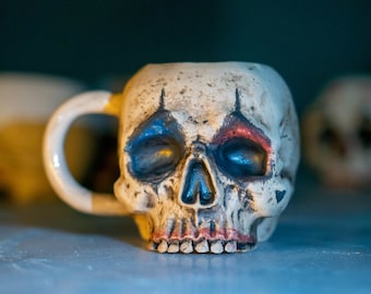 Harley Quinn Skull Mug: Gothic Clown Decor, Comic Book Gift