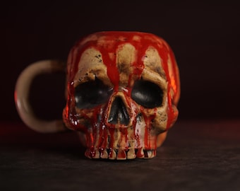 Handmade Bloody Skull Mug - Gothic Horror Coffee Cup, Christmas Gift