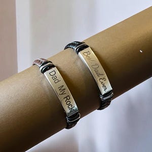 Custom Dad Leather Bracelet – Engraved Father’s Day Gift, Personalized Bracelet with Kids’ Names, New Dad Gift, Daddy Name Jewelry