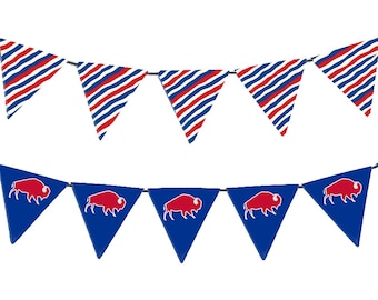 Buffalo Bills Patterned Banner *Arrange to Fit!* GO BILLS Bunting with Buffalo Stripes - Buffalo Football Decoration - Game Day Tailgate