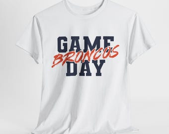 Maglia da football dei Denver per il giorno della partita, maglietta da tifoso dei Broncos, maglietta arancione e blu per il giorno della partita, maglietta da tailgating dei Denver Broncos