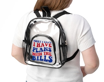 Sorry I Can't Buffalo Football Clear Stadium Bag, Bills Clear Backpack, Blue and Red Game Day Bag, Buffalo Bills Tailgating Tote Bag