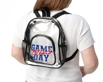GAME DAY Buffalo Football Clear Stadium Bag, Bills Clear Backpack, Blue and Red Game Day Bag, Buffalo Bills Tailgating Tote Bag