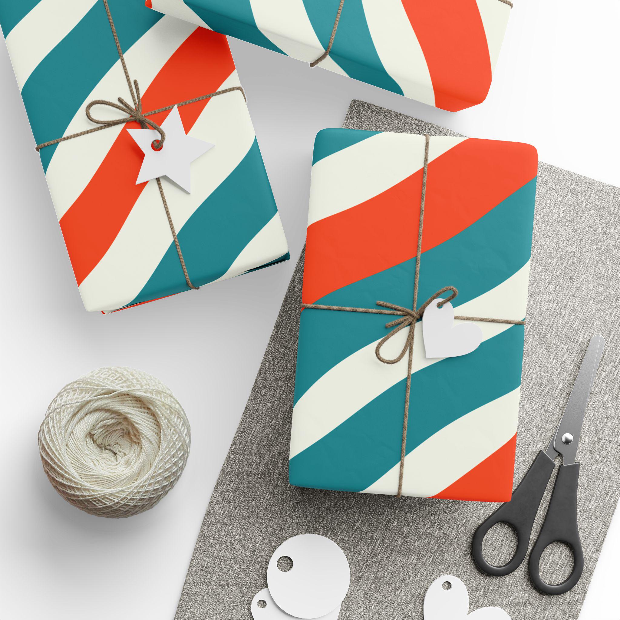 Discover Miami Football Wrapping Paper, Dolphins Stripe Gift Wrap, Sports Football Fan Birthday or Holiday Wrapping