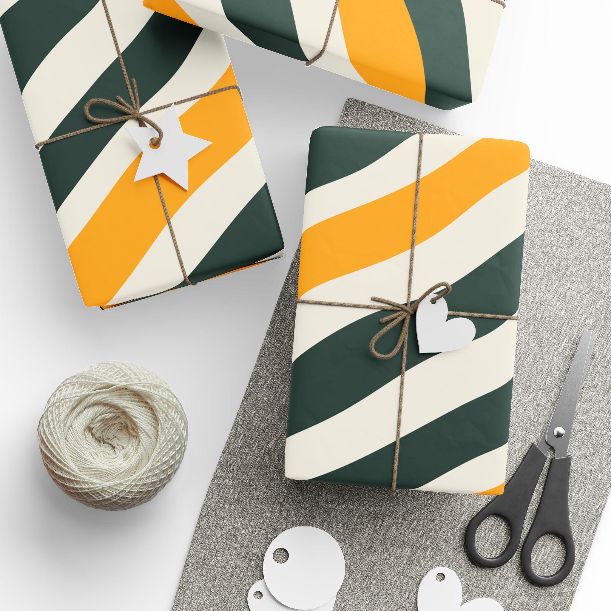 Discover Green Bay Football Wrapping Paper, Packers Stripe Gift Wrap, Sports Football Fan Birthday or Holiday Wrapping