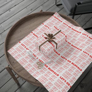 Buffalo Football Wrapping Paper Hey Ey Ey Ey Lets Go Buffalo Chant Gift Wrap, Sports Football Fan Birthday or Holiday Wrapping