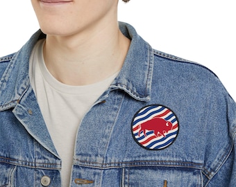 Buffalo Football Patch Iron-On Go Bills Patch Mafia Stripe Red Blue Heat-Activated Applique