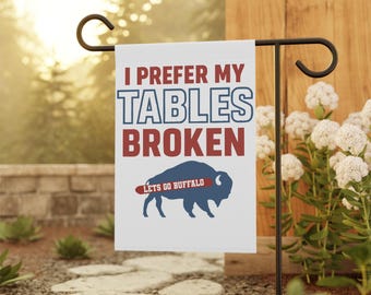 Buffalo Football Fan Flag, Buffalo Garden Flag, Broken Tables Buffalo Gift, Sports Fan Garden Flag, Blue and Red Flag, Game Day Flag