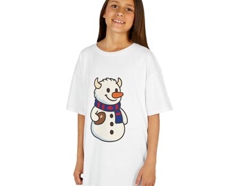 Buffalo Football Jugend Schneemann-Shirt, Buffalo Bills T-Shirt, Winter Spiel Pullover, Weihnachts-Fußball-Shirt für Kinder, Buffalo Kuschel-Shirt