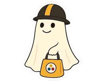 Halloween Ghost Sticker, Pittsburgh Football Sticker, Steelers Football Sticker, Fan Sticker, Game Day Sticker