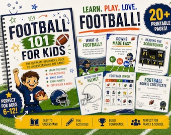 Football 101 for Kids Printable Activity Book | Learn Football Rules for Beginners | NFL Game Guide, Bingo, Certificate PDF