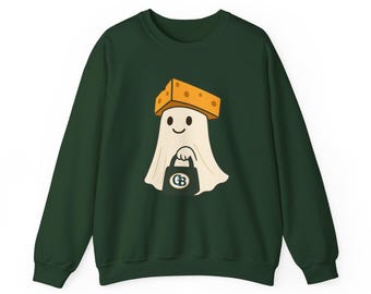 Halloween Ghost Sweatshirt Green Bay football sweatshirt, Packers Football Pullover, Sports Fan Gift, Game Day Outfit
