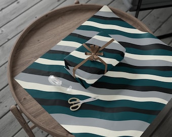 Philadelphia Football Wrapping Paper, Eagles Stripe Gift Wrap, Sports Football Fan Birthday or Holiday Wrapping