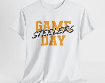 SPIELTAG Pittsburgh Steelers Fan-T-Shirt, Spieltag-Oberteil in Schwarz und Gold, Pittsburgh Steelers Tailgating Shirt