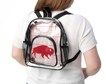 Lets Go Buffalo Football Clear Stadium Bag, Bills Clear Backpack, Blue and Red Game Day Bag, Buffalo Bills Tailgating Tote Bag