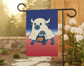 Flaga na podwórko z duchami Halloween, flaga kibica futbolu amerykańskiego w Buffalo, flaga ogrodowa w Buffalo, flaga ogrodowa kibica sportowego, flaga niebiesko-czerwona, flaga na dzień meczu
