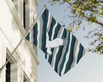 Philadelphia Football Flag 4 SIZES, Philadelphia Football Fan Flag, Philadelphia Garden Flag, Sports Fan Garden Flag, Green and Silver Flag