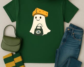 Halloween Ghost T-Shirt Green Bay football shirt, Packers Football Shirt, Sports Fan Gift, Go Pack Go shirt, Game Day Outfit