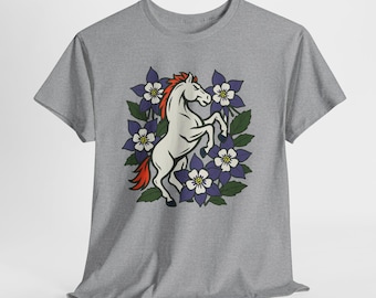 Maglia floreale dei Denver Football, maglietta dei Broncos, maglietta arancione e blu per la partita, completo da tailgating dei Denver Broncos, maglietta degli amanti del football