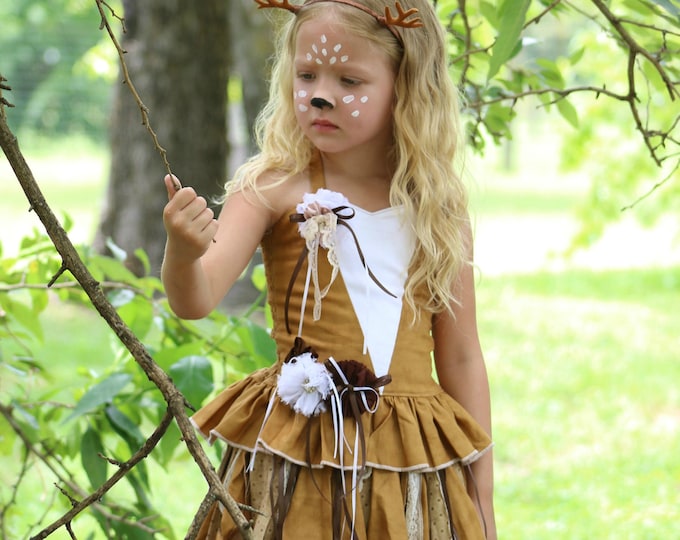 Deer Costume Dress, Deer Dress, Woodland Birthday Dress, Deer Girl ...