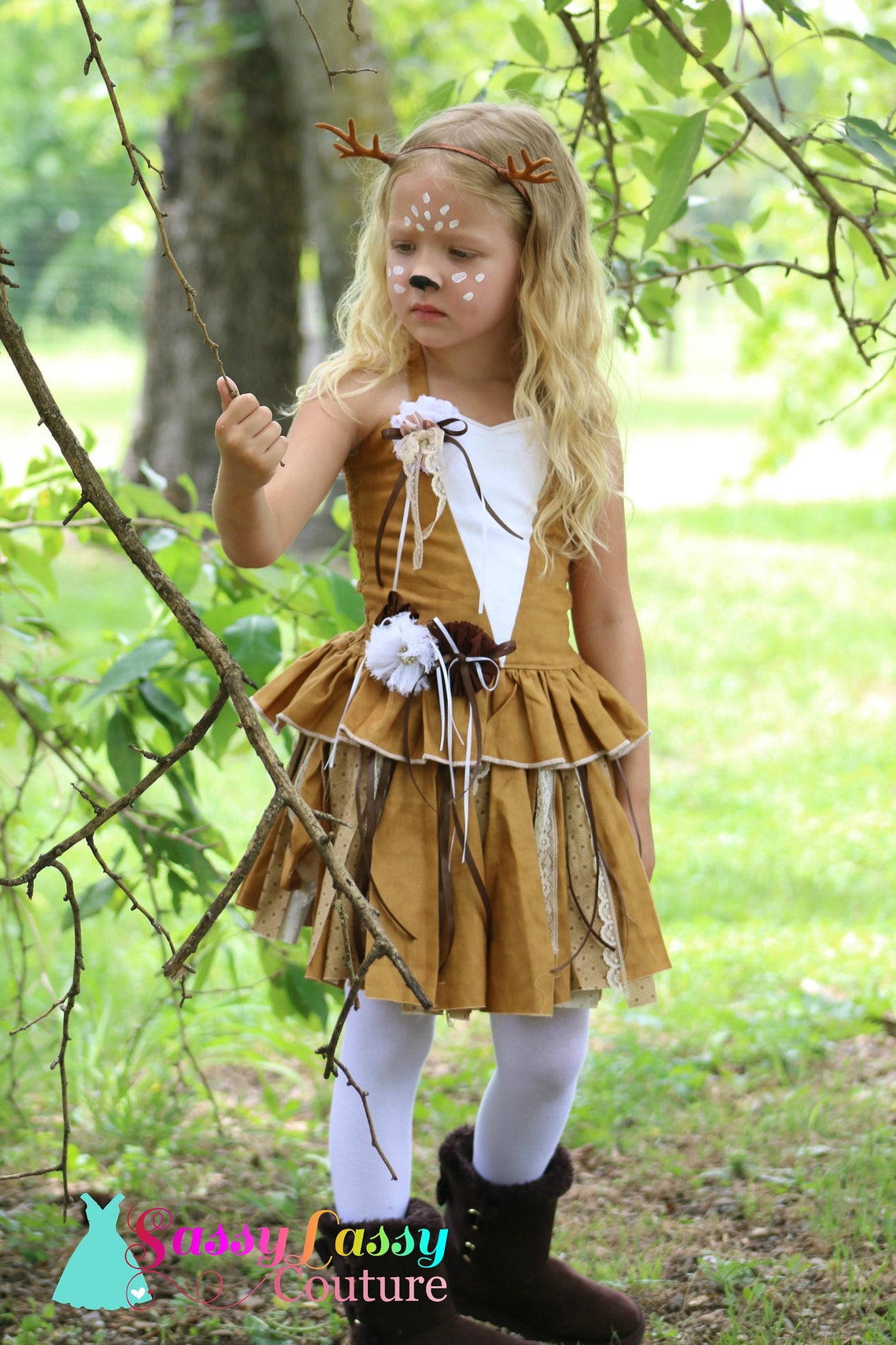 Deer Costume Dress Deer Dress Woodland Birthday Dress Deer Etsy