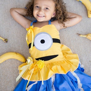 Minion Costume, Despicable Me Inspired Costume, Minion Birthday Dress, Minion Girl Costume, Pageant Wear, OOC, Stuart Costume, Despicable