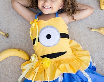 Minion Costume, Despicable Me Inspired Costume, Minion Birthday Dress, Minion Girl Costume, Pageant Wear, OOC, Stuart Costume, Despicable