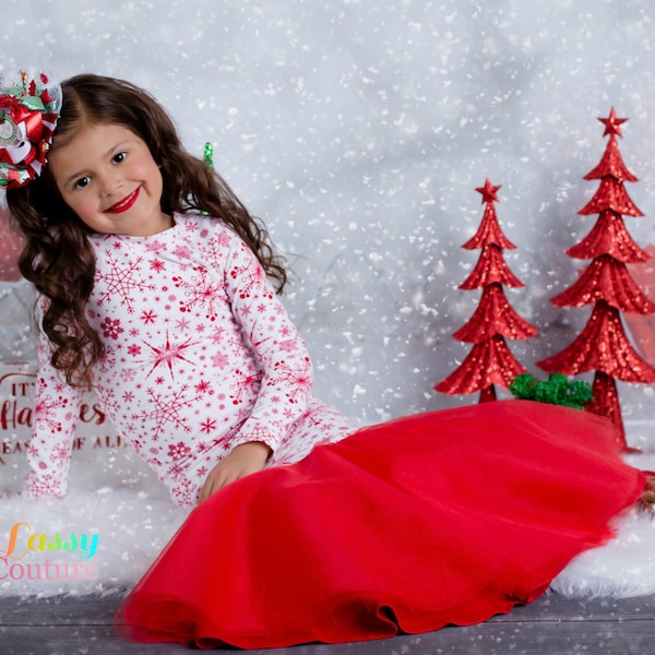 Christmas Pageant Dress, Snowflake Dress, Girls Christmas Dress, Christmas Dress, Pageant Wear, OOC, Girls Maxi Dress, Holiday Pageant