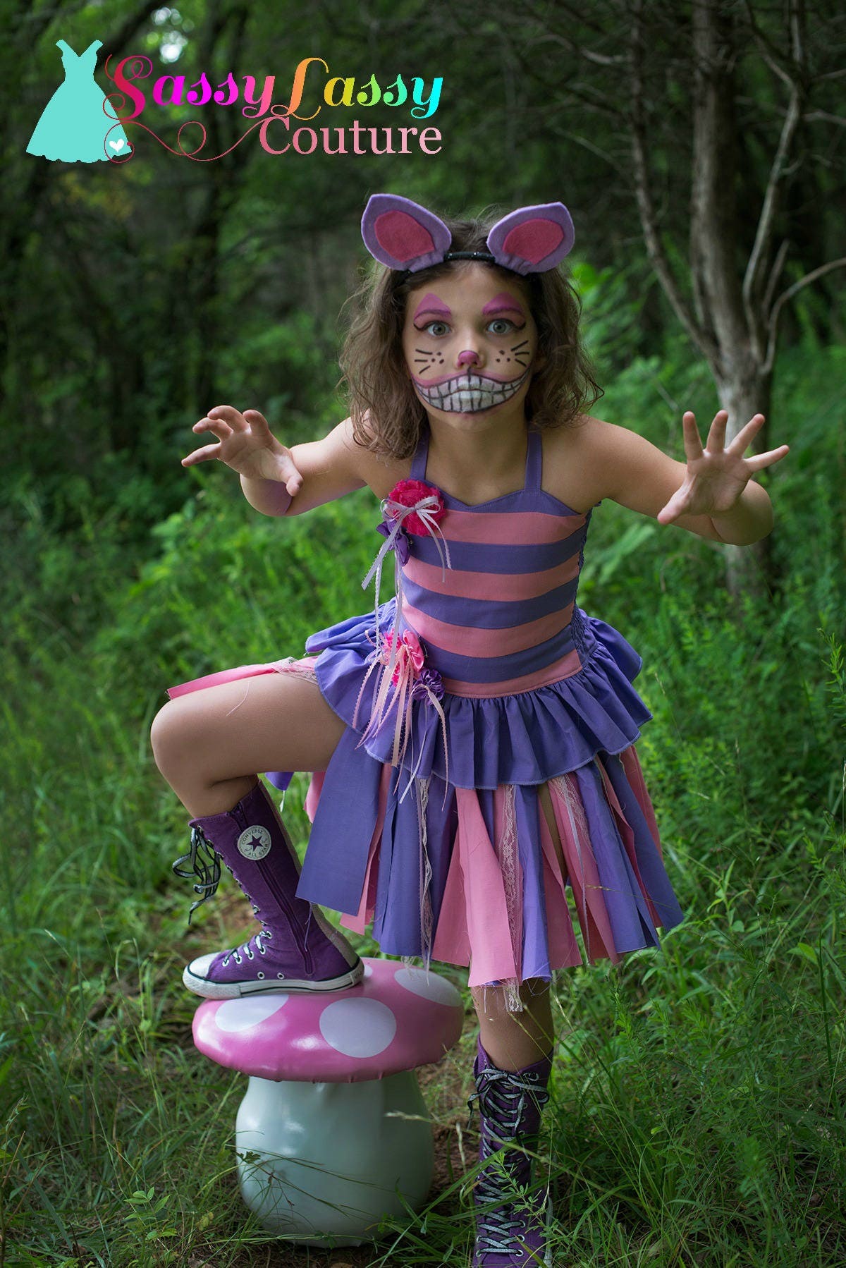 Little girl top cheshire cat costume