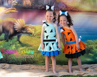 Pebbles inspired Costume, Girls bedrock Dress, Pebbles Halloween Costume,  Flintstone Dress, Halloween Costume, Pageant Wear, Halloween OOC