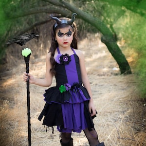 Maleficent Costume, Black Maleficent Costume, Purple Villain Costume, Evil Fairy Dress, Maleficent Inspired Dress, Villain Dress, Halloween
