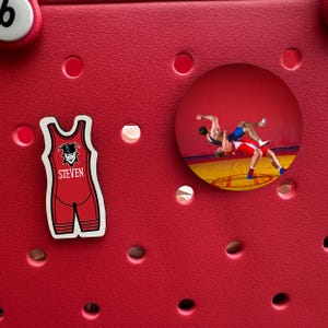 Custom wrestling Bogg compatible bag charms, wrestling singlet purse charm