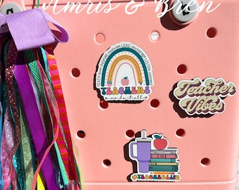 Teacher Bogg compatible charms, Teacher Vibes charms for Bogg bag, Books charm for Bogg bag