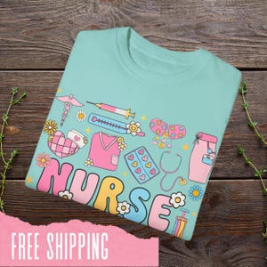 Cute Nurse collage Graphic T-Shirt, Gift for Nurses, Medical Student Tee, Healthcare Shirt, Nursing Appreciation,