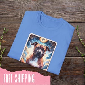 Maglietta morbida con la carta dei tarocchi Pitbull, maglietta con l'arte del cane, regalo per gli amanti degli animali, maglietta per il salvataggio degli animali, abbigliamento casual per tutti i giorni