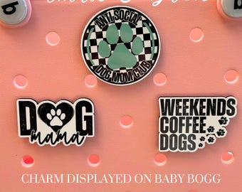 Retro Checkered Dog Mama Bogg Compatible Charms | Fun & Stylish Pet Lover Accessories