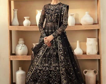 Black Luxury Pakistani Wedding Dresses Indian Bridal Maxi Lehenga Embroidery Clothes Eid Salwar Kameez Guest Outfits Custom Stitched