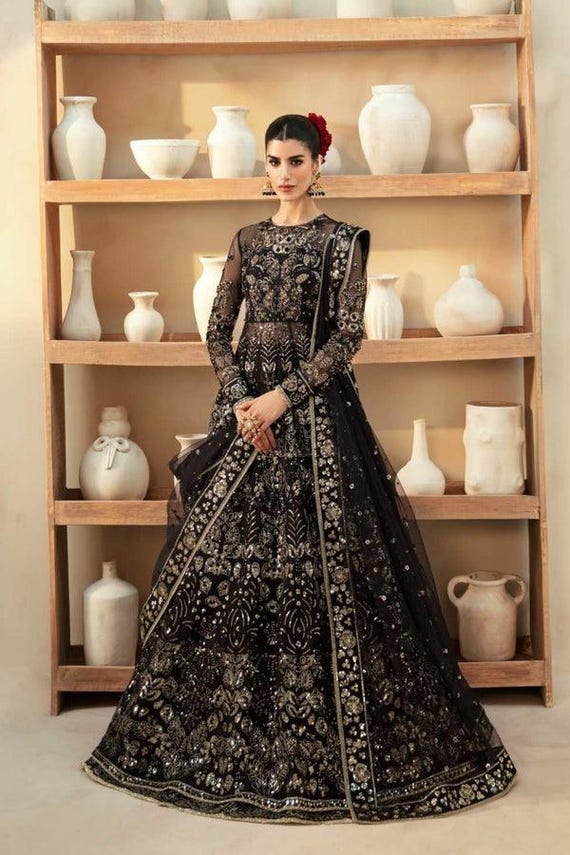 Ball Gown Black Gown For Indian Wedding Black Latest Pakistani