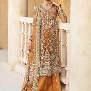 maria b golden dress Maria B | M Prints Summer 25 | MPT-2604-B main image 0