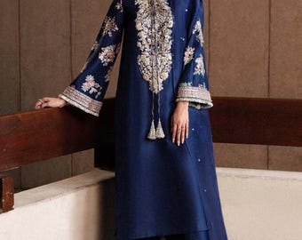 Blue Long Shirt Latest Pakistani Wedding Dresses Indian Embroidery Clothes Eid Party Salwar Kameez Custom Stitched Engagement Guest Outfits