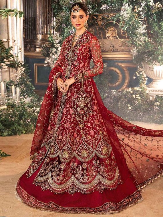 Latest Pakistani Indian Wedding Dresses Bridal Red Gown Maxi Embroidery Clothes Salwar Kameez Guest Outfits Collection Custom Stitched USA