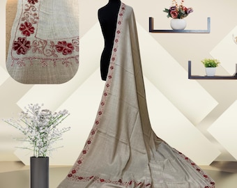 Velvet Embroidered Pashmina Shawl - Floral Winter Wrap (94x45 in)