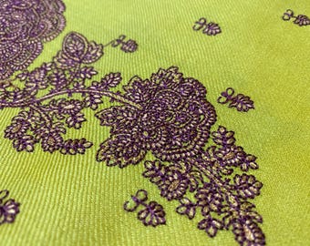 Mustard Embroidered Pashmina Shawl - Floral Winter Wrap (94 x 45)