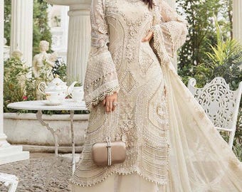 Eid Party Chiffon Kleid Pakistanische Hochzeitskleider Indische Stickerei Kleidung Salwar Kameez Benutzerdefinierte genähte Verlobung Nikkah Gast Outfits