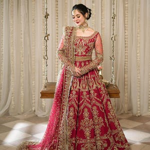 punjabi wedding dress red Red Bridal New Punjabi Wedding Dresses Red Bridal Lehenga And Choli  Pakistani Wedding Dress  Lady