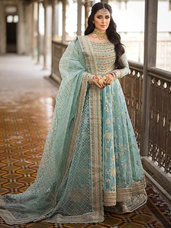 blue dress for baby girl Maria B bridal Couture Ice Blue MC-904 – Zenia main image 0