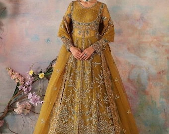 Embroidered Organza Bridal Maxi Lehenga Pakistani Wedding Indian Dress Custom Stitched