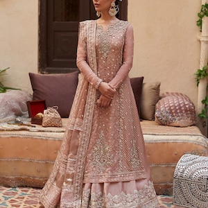 Pink Sharara Shirt Pakistani Wedding Dresses Nikkah Embroidery Clothes Collection Partywear Dress Ladies Suit Salwar Kameez Custom Stitched